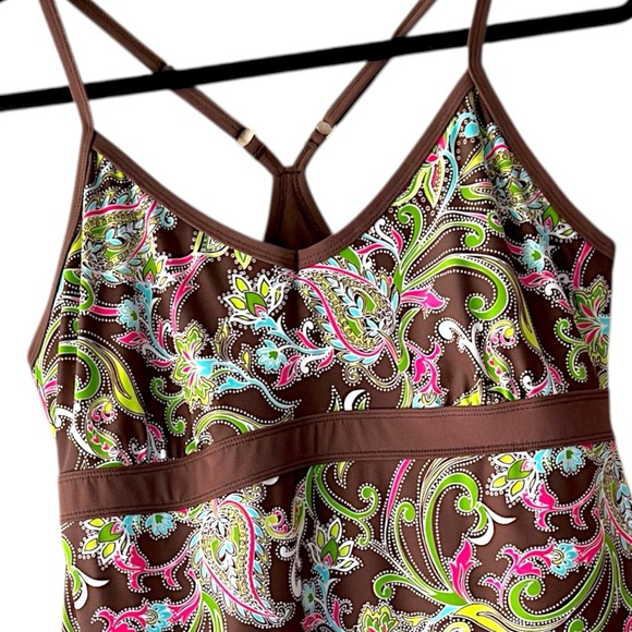 ATHLETA | SHOREBREAK SWIM DRESS LIKE NEW BROWN & PINK PAISLEY | LARGE - Picture 2 of 11